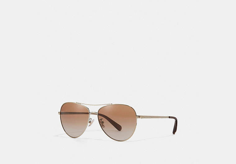 COACH®,RYAN JEWELED PILOT SUNGLASSES,Metal,Shiny Rose Gold/Brown,Front View