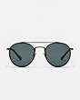 COACH®,THIN METAL ROUND SUNGLASSES,Metal,Antique Gold/Dark Green,Inside View,Top View
