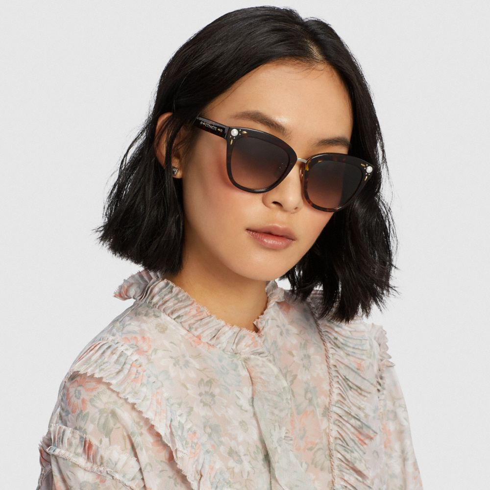 COACH®,Prairie Rivets Square Sunglasses,,Angle View