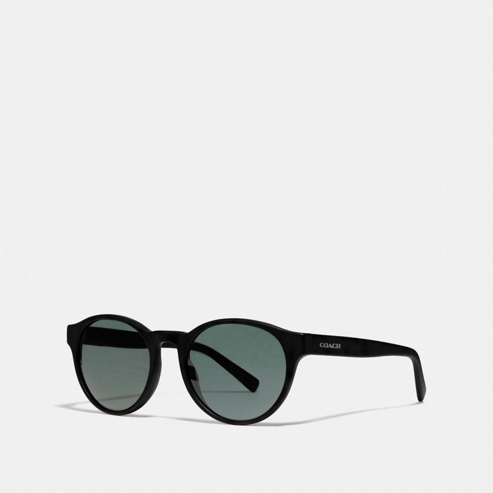 COACH®,WYTHE ROUND SUNGLASSES,Black,Front View