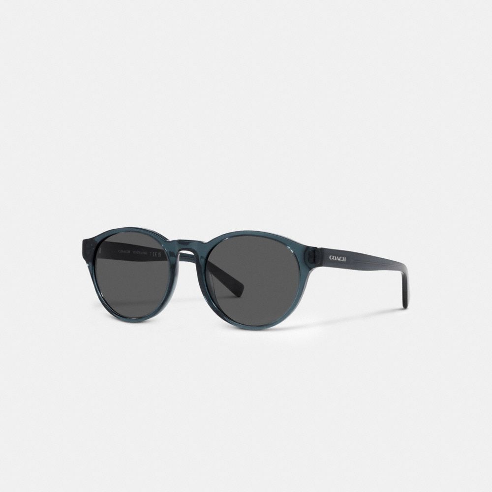 COACH®,WYTHE ROUND SUNGLASSES,Transparent Blue,Front View