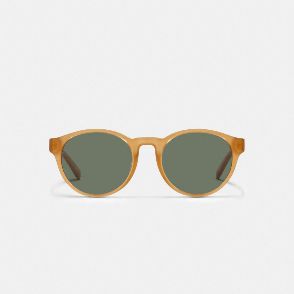 COACH®,WYTHE ROUND SUNGLASSES,Transparent Amber,Inside View,Top View