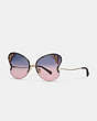 COACH®,BUTTERFLY FRAME SUNGLASSES,Metal,Blue/Pink Gradient,Front View