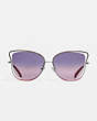 COACH®,WIRE FRAME BUTTERFLY SUNGLASSES,Metal,Shiny Bronze/Silver/Pink,Inside View,Top View