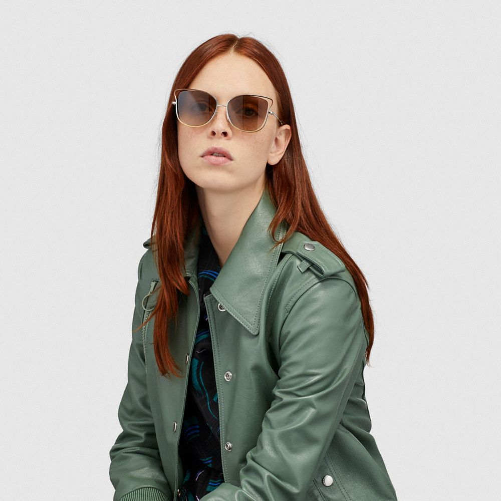 COACH®,Wire Frame Butterfly Sunglasses,,Angle View