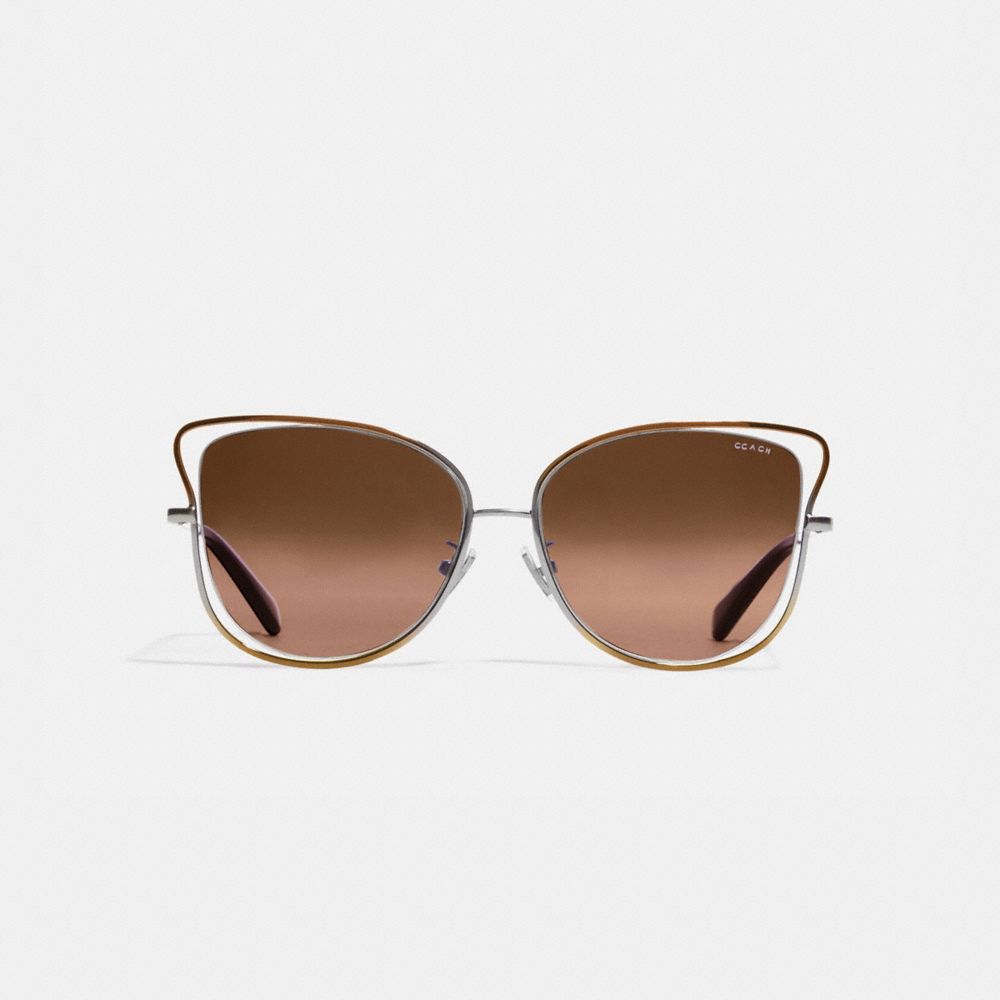 COACH®,Wire Frame Butterfly Sunglasses,,Inside View,Top View