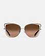 COACH®,WIRE FRAME BUTTERFLY SUNGLASSES,Metal,Shiny Brown,Inside View,Top View