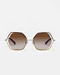 COACH®,WIRE FRAME HEXAGON SUNGLASSES,Metal,Shiny Brown,Inside View,Top View