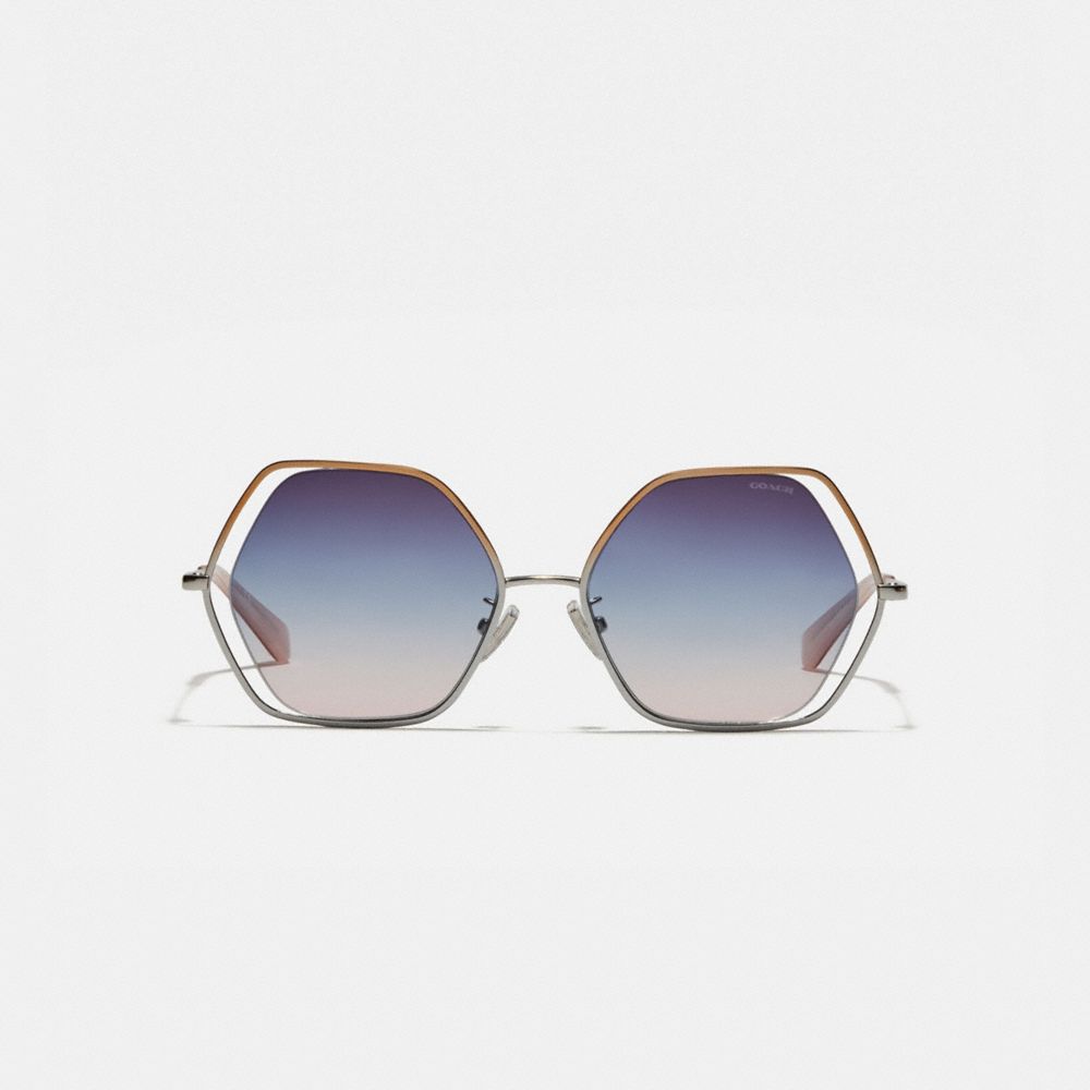 COACH COACH Wire Frame Hexagon Sunglasses