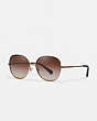 COACH®,WIRE FRAME ROUND SUNGLASSES,Metal,Shiny Brown,Front View