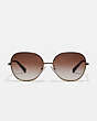 COACH®,WIRE FRAME ROUND SUNGLASSES,Metal,Shiny Brown,Inside View,Top View