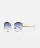 COACH®,WIRE FRAME ROUND SUNGLASSES,Metal,Shiny Rose Gold,Front View