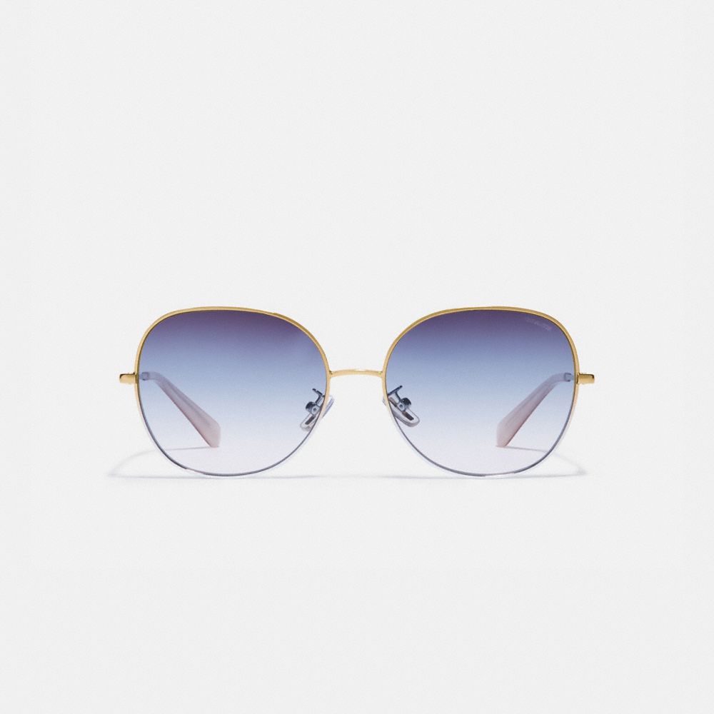 COACH®,Wire Frame Round Sunglasses,,Inside View,Top View