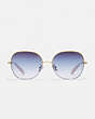 COACH®,WIRE FRAME ROUND SUNGLASSES,Metal,Shiny Rose Gold,Inside View,Top View