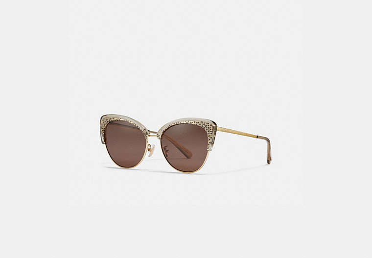 COACH®,SIGNATURE CAT EYE SUNGLASSES,Metal,Transparent Smoke,Front View image number 0