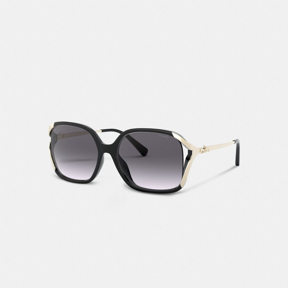 COACH®,OVERSIZED HORSE AND CARRIAGE SUNGLASSES,Black,Front View