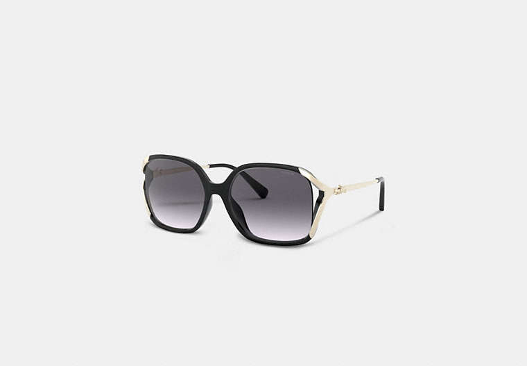 COACH®,OVERSIZED HORSE AND CARRIAGE SUNGLASSES,Metal,Black,Front View image number 0