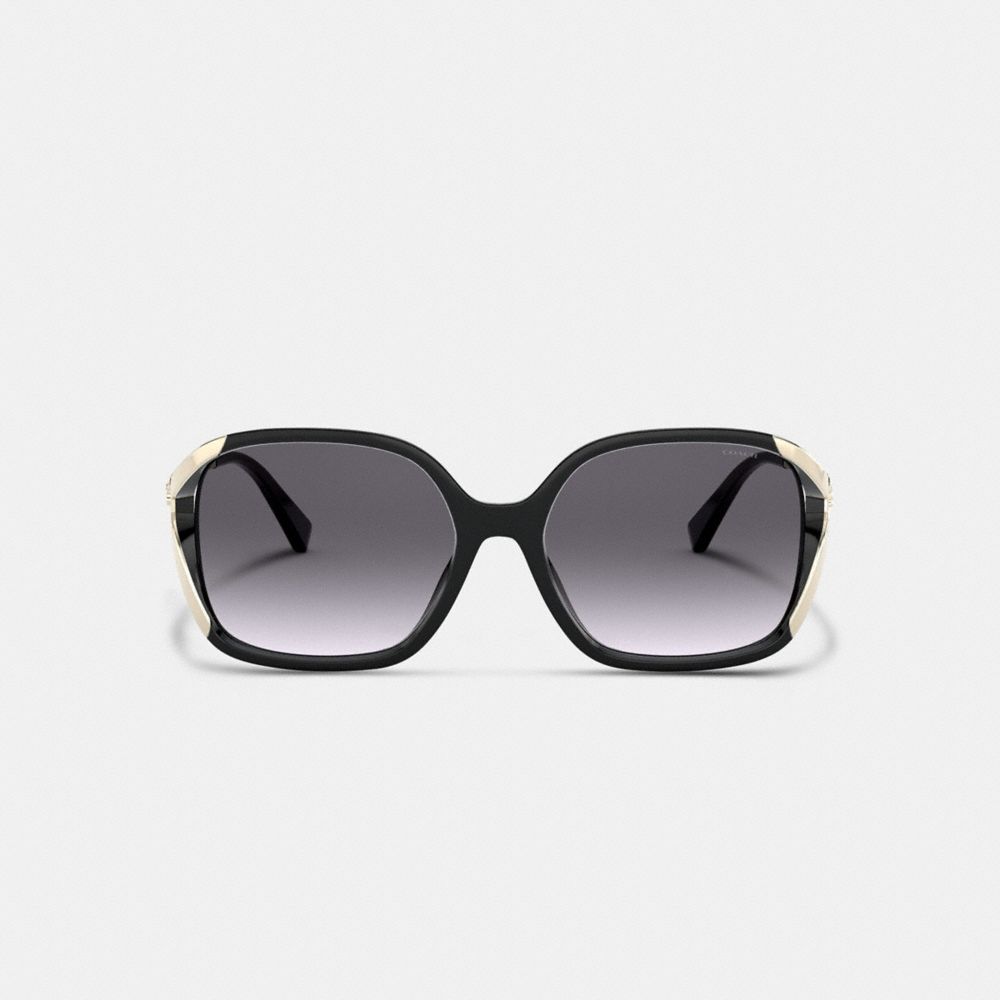 COACH®,OVERSIZED HORSE AND CARRIAGE SUNGLASSES,Black,Inside View,Top View