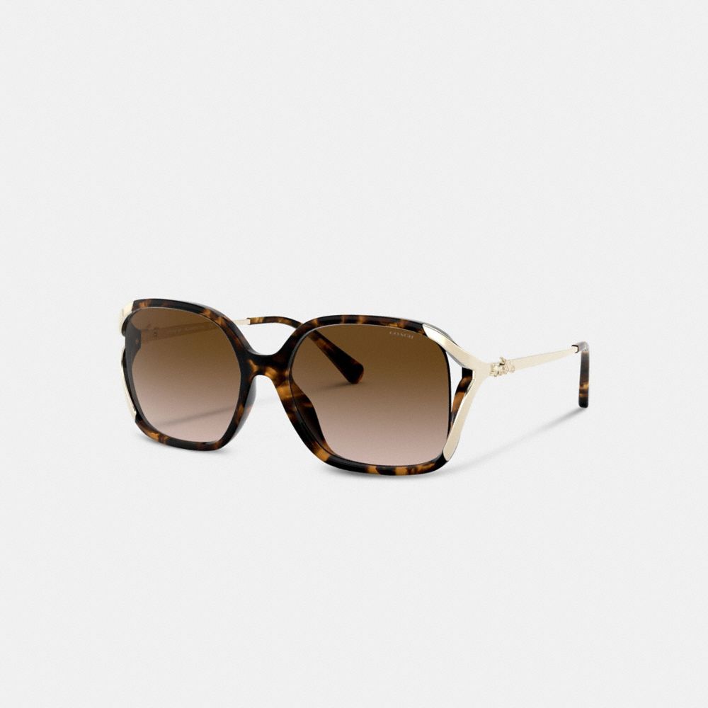 COACH®,OVERSIZED HORSE AND CARRIAGE SUNGLASSES,DARK TORTOISE,Front View