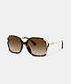 COACH®,OVERSIZED HORSE AND CARRIAGE SUNGLASSES,Metal,DARK TORTOISE,Front View