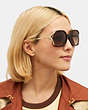 COACH®,OVERSIZED HORSE AND CARRIAGE SUNGLASSES,Metal,DARK TORTOISE,Angle View