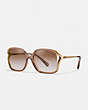 COACH®,OVERSIZED HORSE AND CARRIAGE SUNGLASSES,Metal,Transparent Brown,Front View