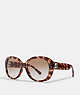 COACH®,OVERSIZED METAL SOFT SQUARE SUNGLASSES,Plastic,Pink Tortiose,Front View