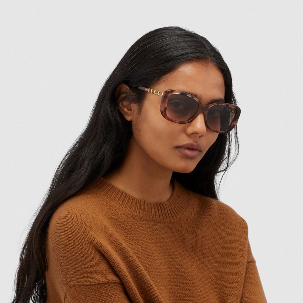 COACH®: Signature Chain Rectangle Sunglasses