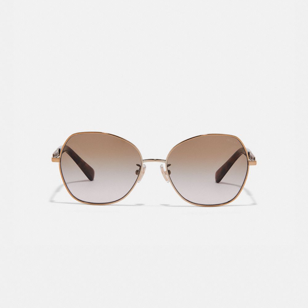 COACH®,SIGNATURE CHAIN ROUND SUNGLASSES,Metal,Brown Rose Gradient,Inside View,Top View