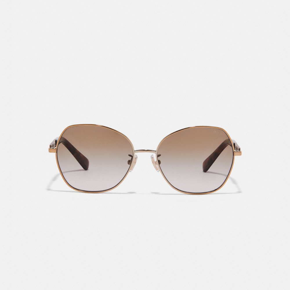 COACH®,Signature Chain Round Sunglasses,,Inside View,Top View