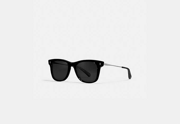 COACH®,SIGNATURE GLITTER METAL SQUARE SUNGLASSES,Metal,Black,Front View image number 0