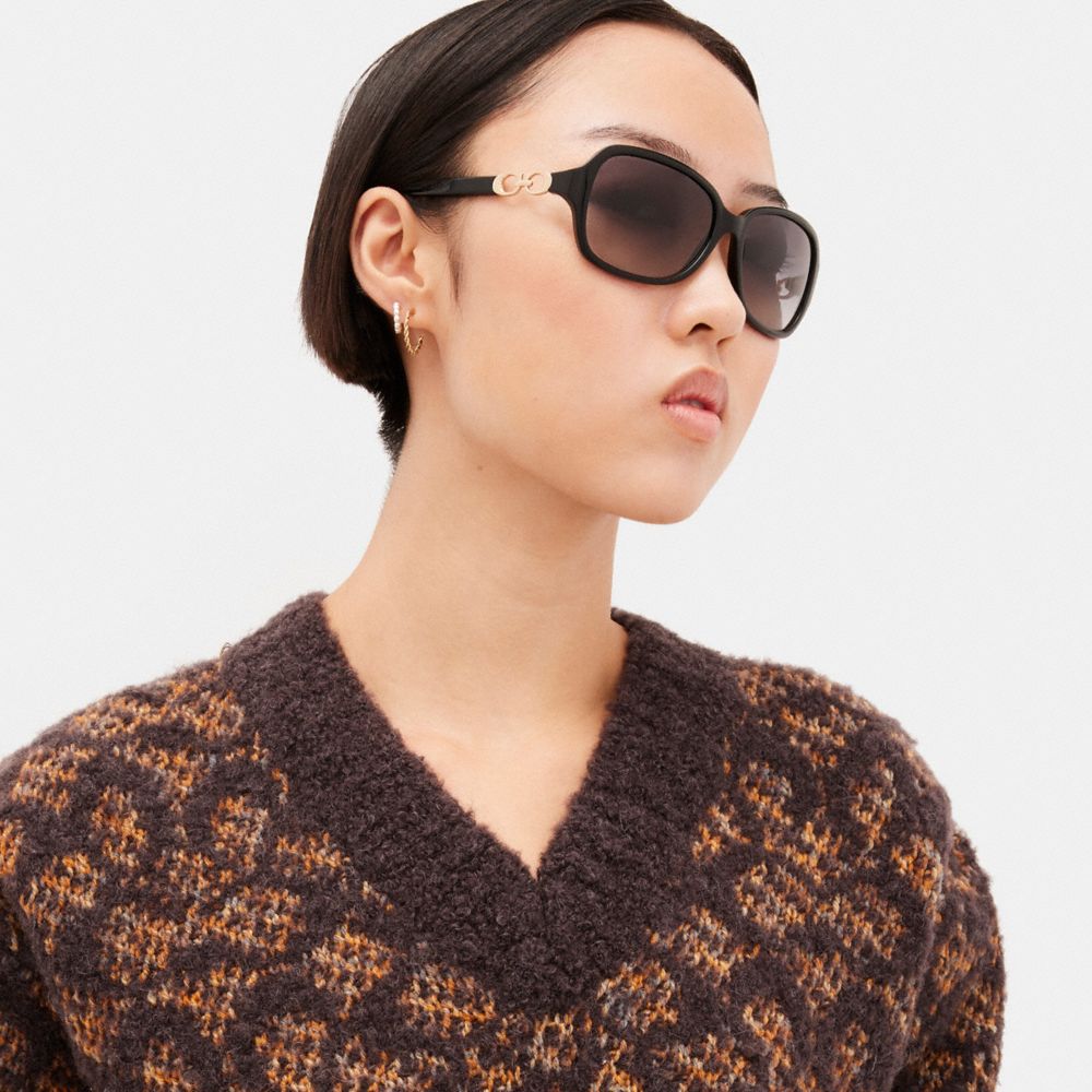 Rectangular sunglasses - Brown/Tortoiseshell-patterned - Men