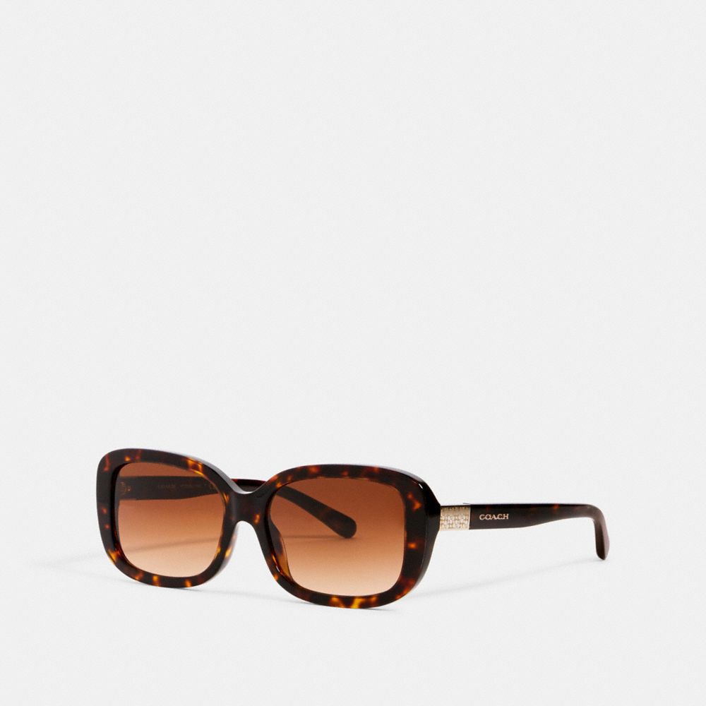 Sunglasses: Rectangle Sunglasses, acetate & calfskin — Fashion