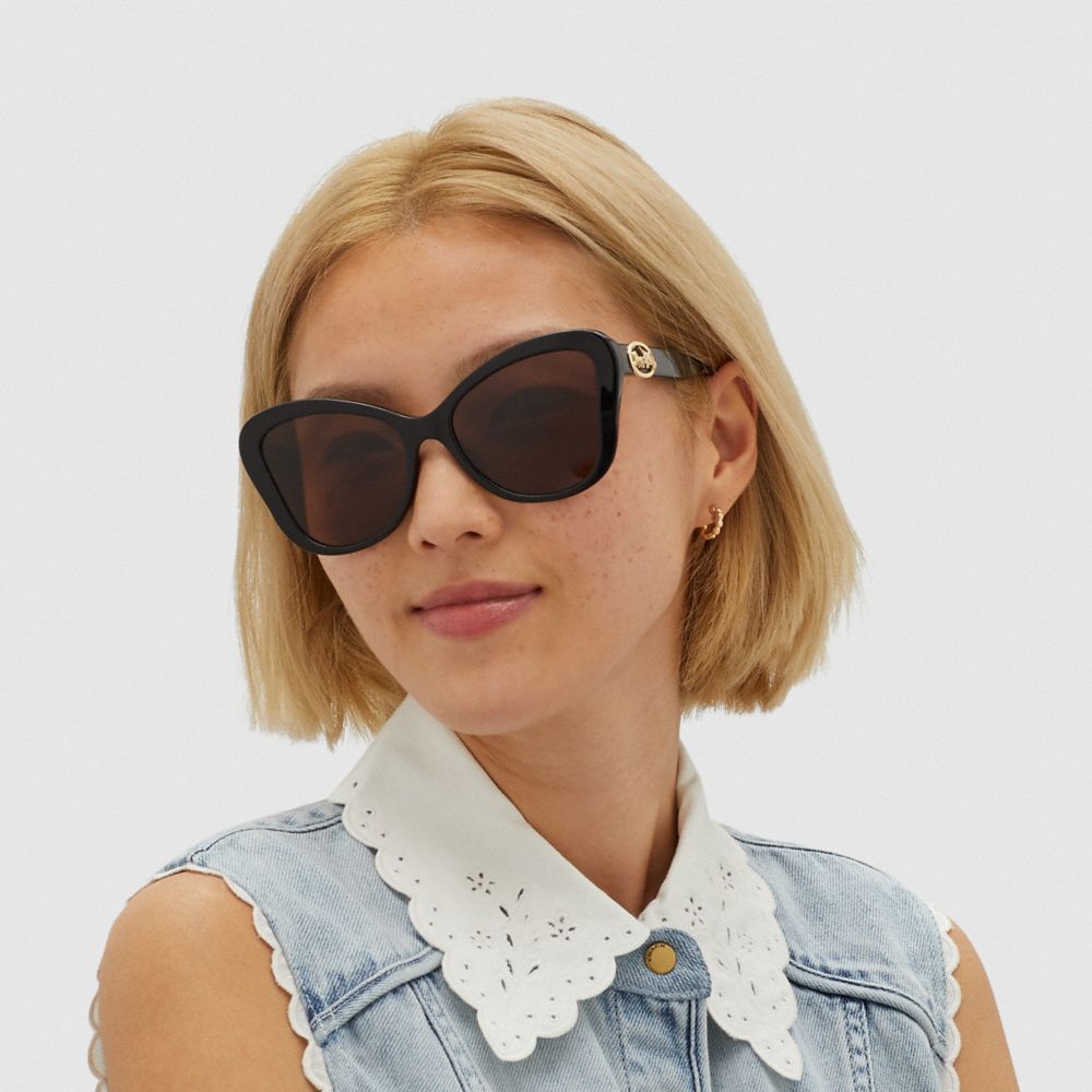 COACH®,Horse And Carriage Butterfly Sunglasses,,Angle View