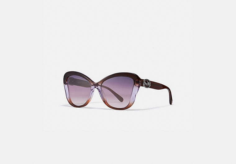 COACH®,HORSE AND CARRIAGE BUTTERFLY SUNGLASSES,Plastic,Brown Purple Gradient,Front View