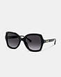 COACH®,HORSE AND CARRIAGE GEOMETRIC SUNGLASSES,Plastic,Black,Front View