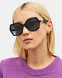 COACH®,HORSE AND CARRIAGE GEOMETRIC SUNGLASSES,Plastic,Black,Angle View