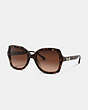 COACH®,HORSE AND CARRIAGE GEOMETRIC SUNGLASSES,Plastic,DARK TORTOISE,Front View