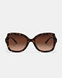 COACH®,HORSE AND CARRIAGE GEOMETRIC SUNGLASSES,Plastic,DARK TORTOISE,Inside View,Top View