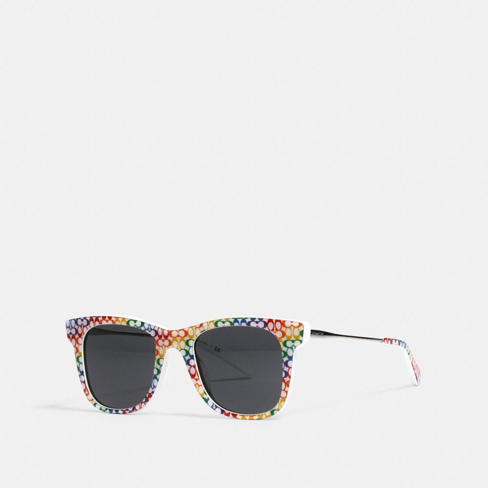 Lunettes de soleil carrées métalliques à motif Arc-en-ciel