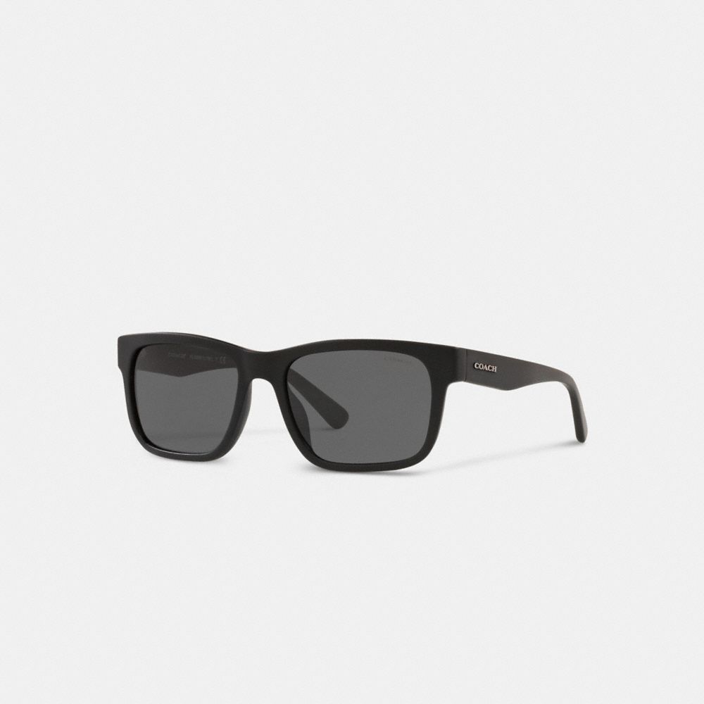 COACH®,SQUARE FRAME SUNGLASSES,Matte Black,Front View