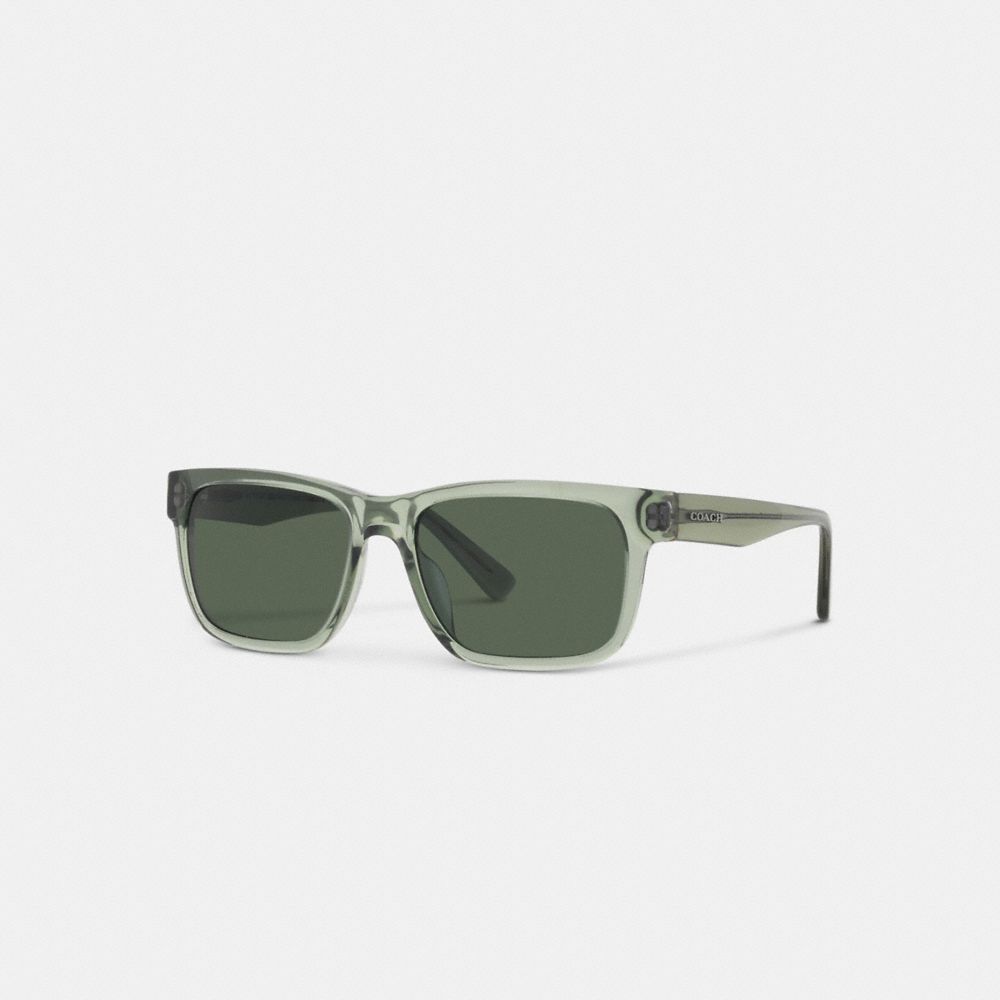 COACH®,SQUARE FRAME SUNGLASSES,Transparent Green,Front View