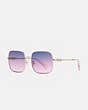 COACH®,WIREFRAME SQUARE SUNGLASSES,Metal,Navy Pink Gradient,Front View