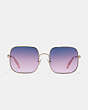 COACH®,WIREFRAME SQUARE SUNGLASSES,Metal,Navy Pink Gradient,Inside View,Top View
