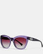 COACH®,EDIE CAT EYE SUNGLASSES,Plastic,PURPLE/WHIP SNAKE PUR,Front View