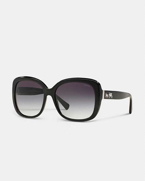 COACH®,HORSE AND CARRIAGE SQUARE SUNGLASSES,Plastic,Black,Front View
