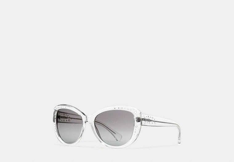 COACH®,SIGNATURE SPRAY CAT EYE SUNGLASSES,Logo,Crystal,Front View