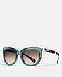 COACH®,SIGNATURE SQUARE SUNGLASSES,Plastic,CRYS TEAL/SNW L TORT,Front View