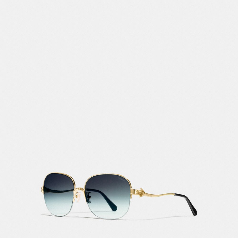 COACH®,TEA ROSE SQUARE SUNGLASSES,Metal,LIGHT GOLD/BLACK,Front View