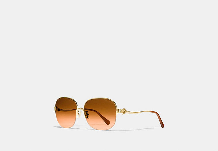 COACH®,TEA ROSE SQUARE SUNGLASSES,Metal,Light Gold/Milky Amber,Front View